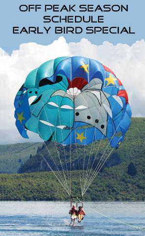 Early Bird Discounted Parasail Flights 9 & 10 AM / Off Peak Season