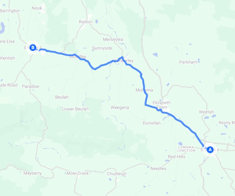 Deloraine to Sheffield