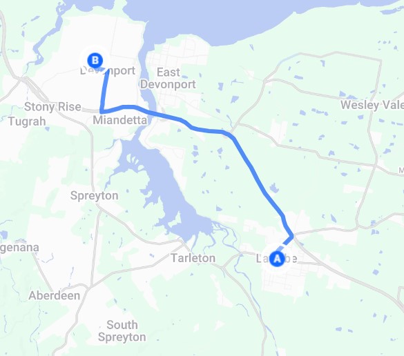 Latrobe to Devonport or Devonport Airport PRIVATE TRANSFER