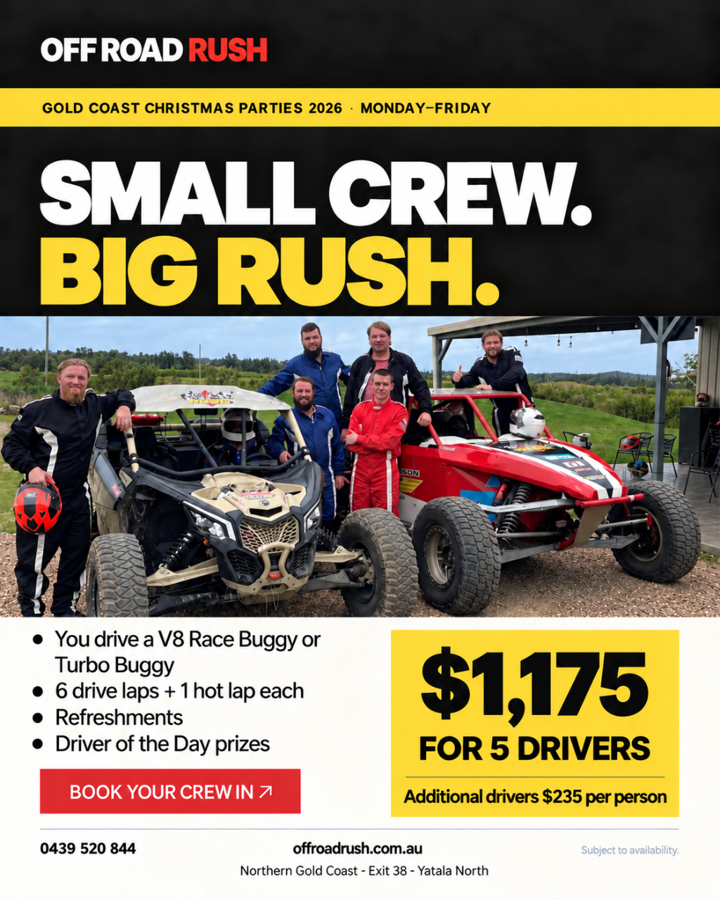  GOLD COAST - V8 & TURBO BUGGY GROUP PACKAGE - 5 Drivers