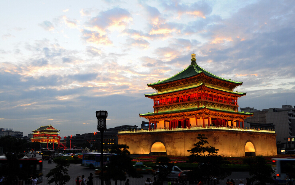 Xian Bell Tower Square and Music Fountain Show Tour