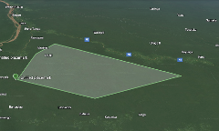 This is a satellite view of a remote jungle region in the Democratic Republic of Congo, highlighting the Ubundu Reserve Wilderness Zone with a green polygon and various place names.