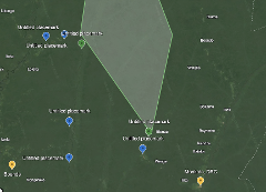 This satellite image shows an expedition route within Salonga National Park, DRC, marked by placemarks and a shaded polygon, highlighting remote areas like Boende and Monkoto.