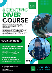 Scientific Diver Program - Nationally Recognised!!  AHCLPW307, SFIDIV302 & SFIDIV304