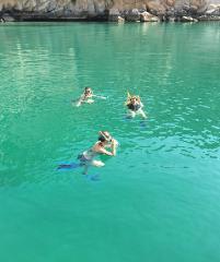 Khasab: Full Day Oman Musandam - Dhow boat Boat Cruise through the Fjords, dolphins and snorkeling.