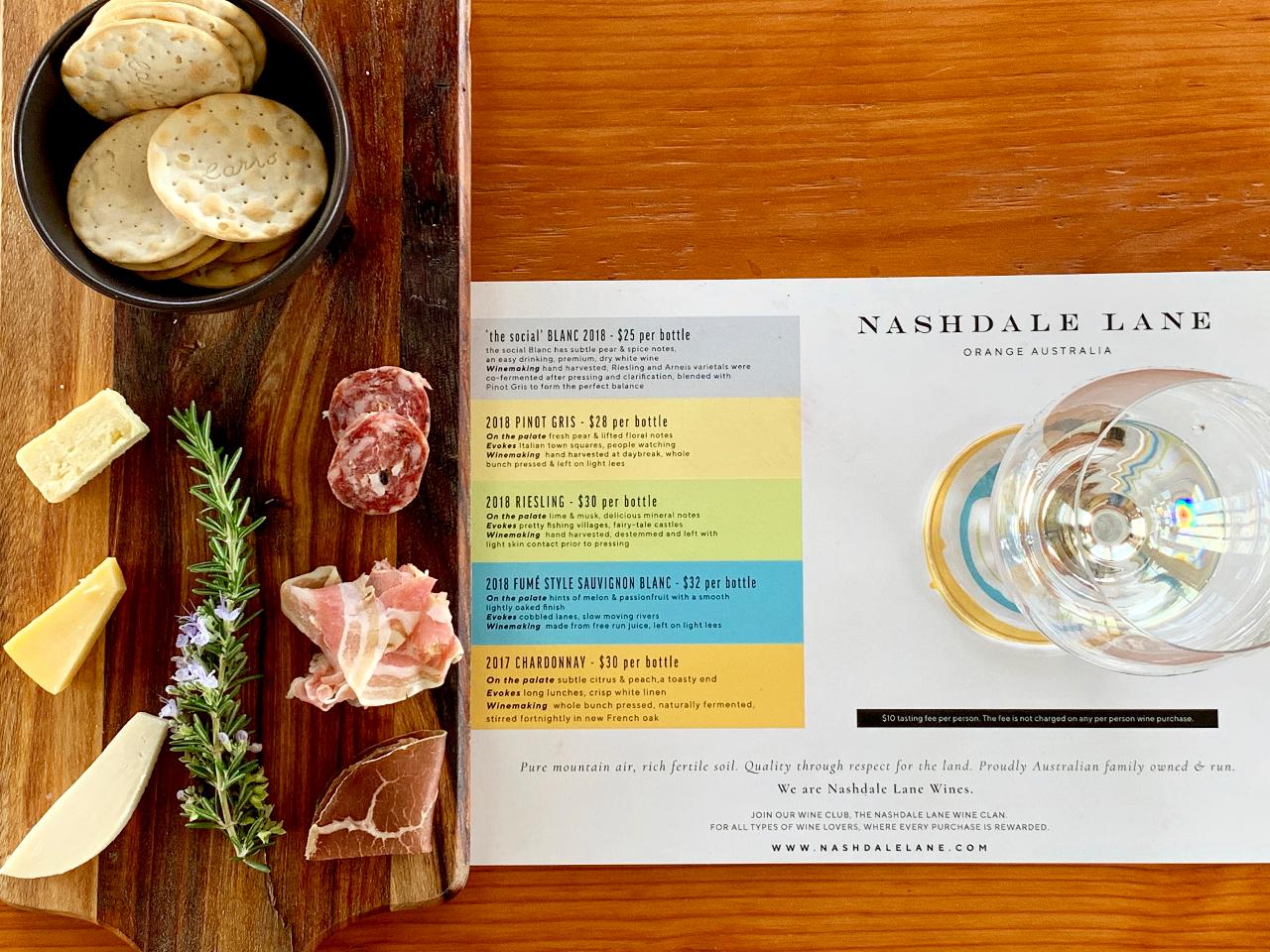 Nashdale Lane Wines Cellar Door Amuse Bouche Wine Tasting Board