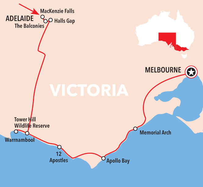 3-Day Great Ocean Road & Grampians National Park Tour from Adelaide to Melbourne  (Standard Double/Twin Room)