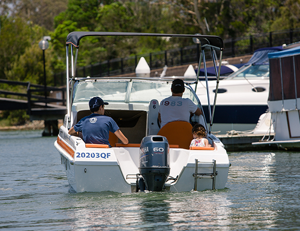 Full Day: 60HP Haines Hunter Half Cabin Boat Boat License Required