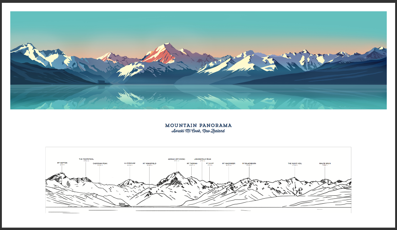 The Mt Cook Panorama Fine Art Print