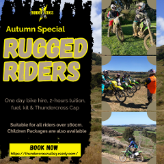 RUGGED RIDERS PACKAGE (1-day bike hire with 2hrs tuition) Adult & youths over 160cm