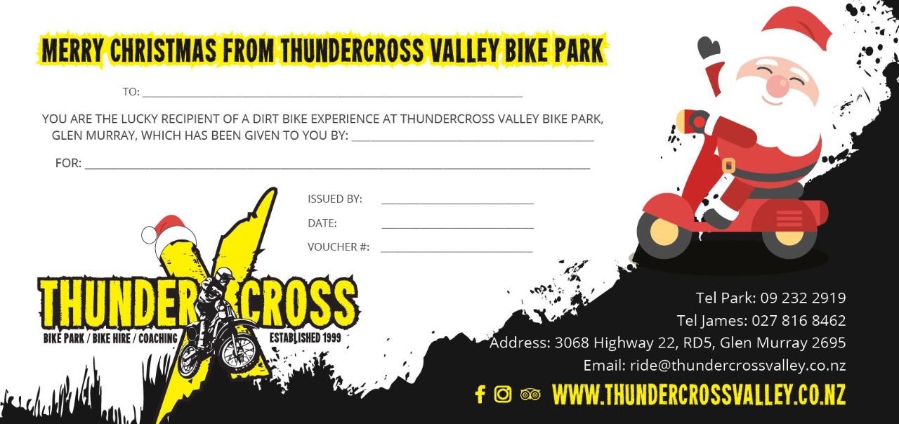 150 Gift Voucher Thundercross Valley Dirt Bike Park Reservations