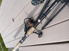Fishing Pkg: Salmon Rod Reel Combo/Chestwaders Breathable with wading boots (1 Person)