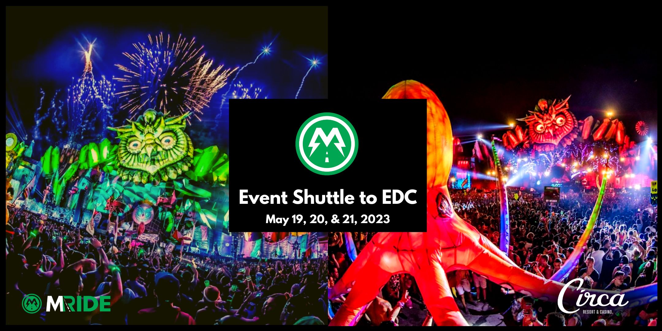 M Ride Shuttle Bus transportation to the 2023 EDC Las Vegas Music Dance ...