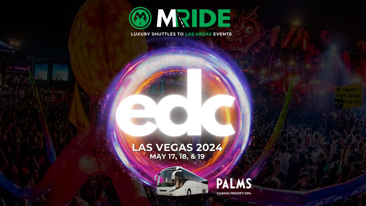 SINGLE DAY Shuttle Bus Pass to 2024 EDC Las Vegas at Las Vegas Motor Speedway from the RIO CASINO Area (The Palms) - Las Vegas (May 17th - May 19th)
