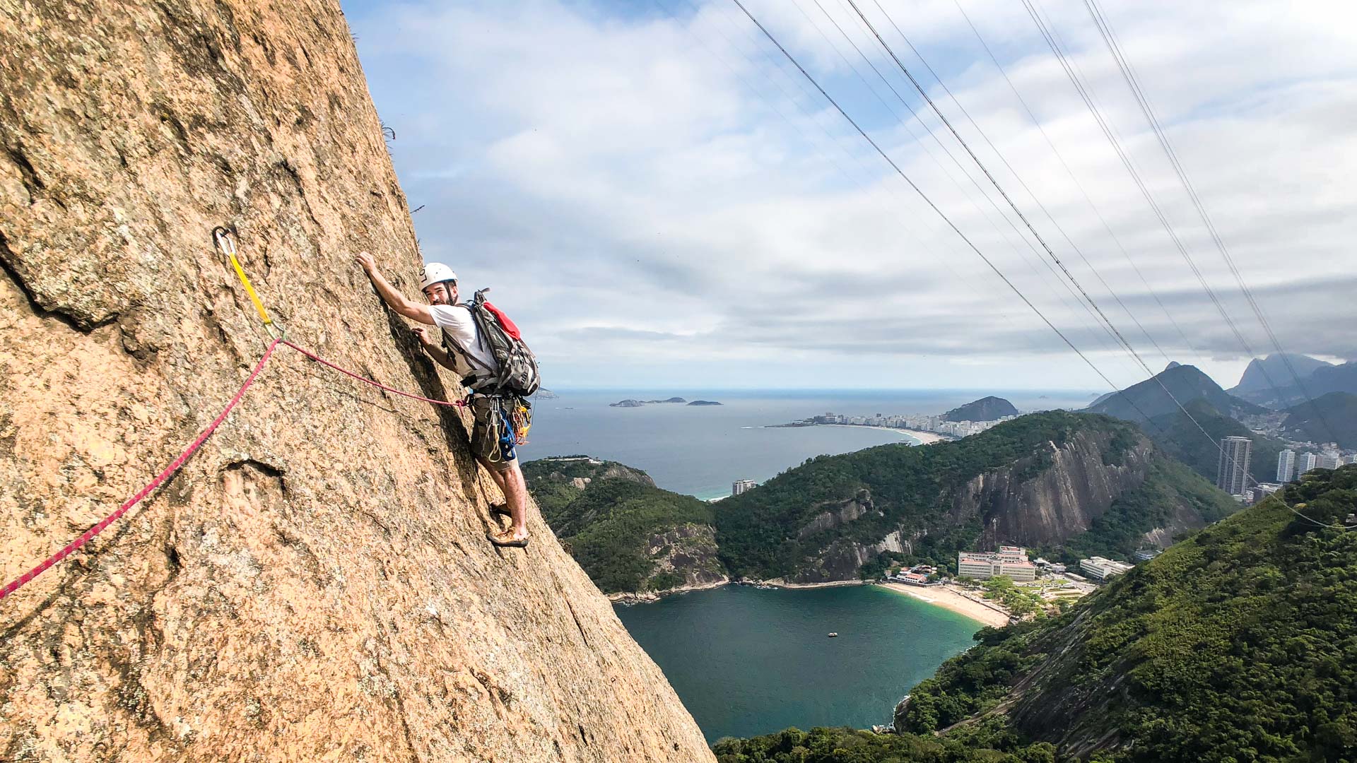 Rock climbing on Sugarloaf Mountain in Rio de Janeiro Route Via dos
