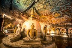 Sigiriya Rock and Dambulla Cave Temple from Dambulla