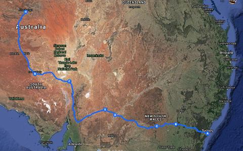 5_day_sydney_alice_springs_lake_eyre_tour_map_