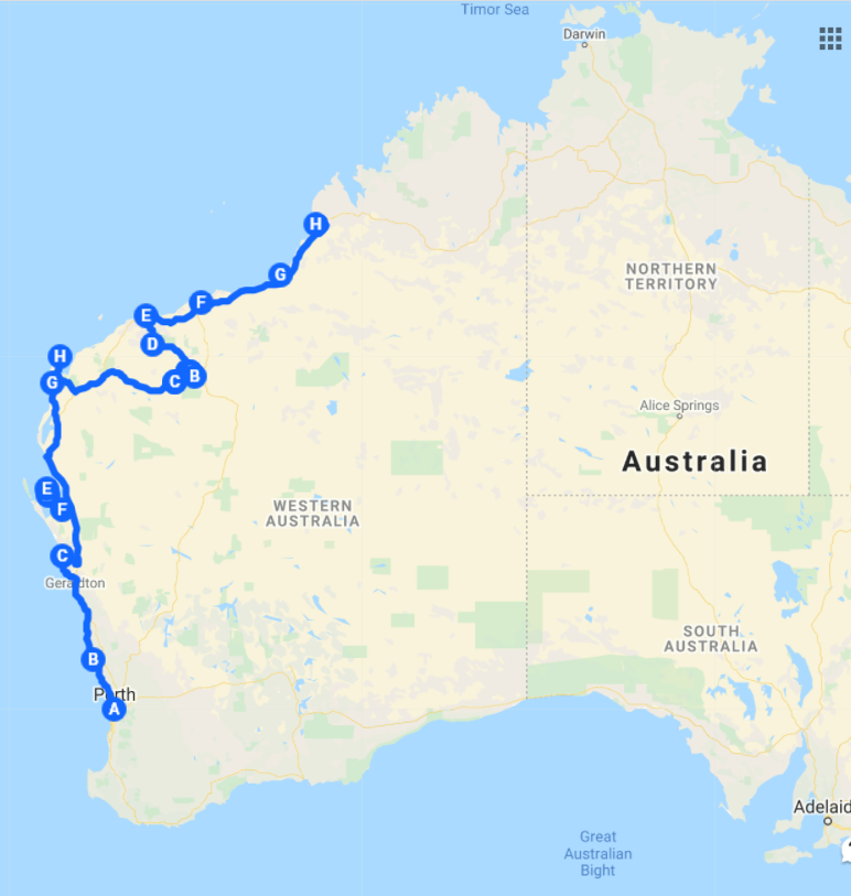 Broome to Perth via Kalbarri Karijini Ningaloo Monkey Mia Tour 10 day Tour via West Coast of Western Australia 