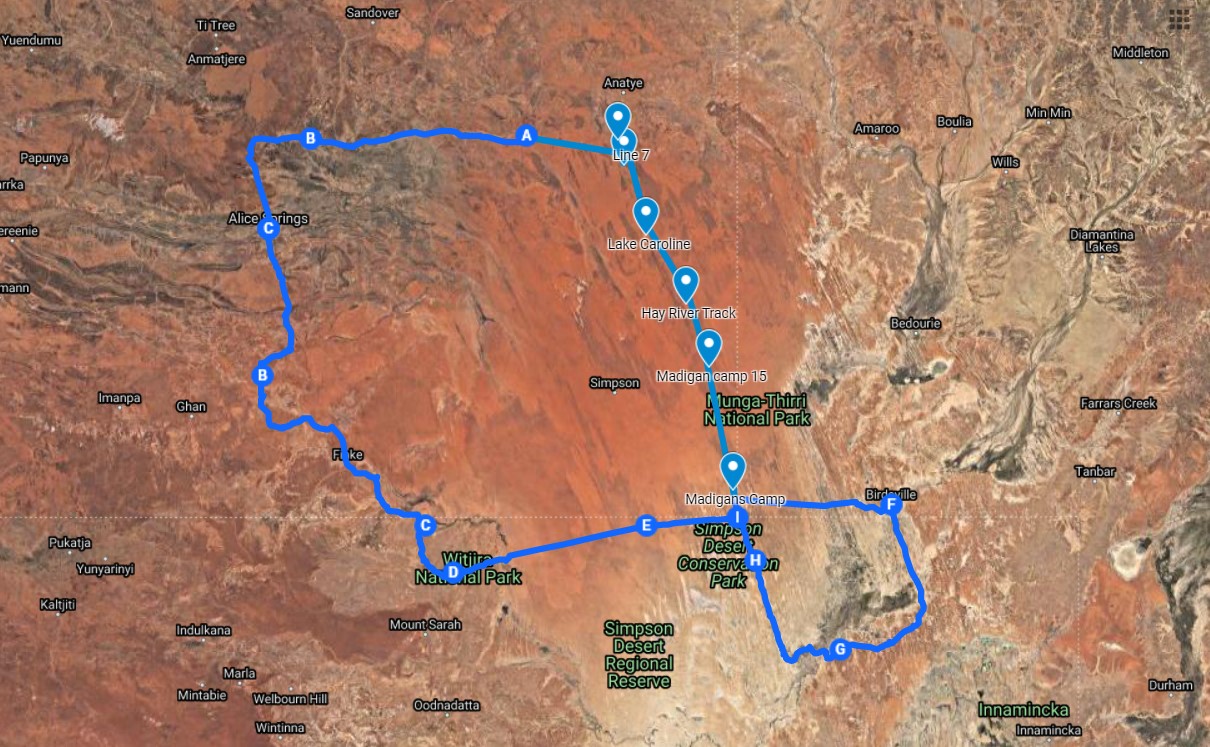 Simpson Desert Crossing from Alice Springs via Hay River Madigan Batton Hill Camp 13 days