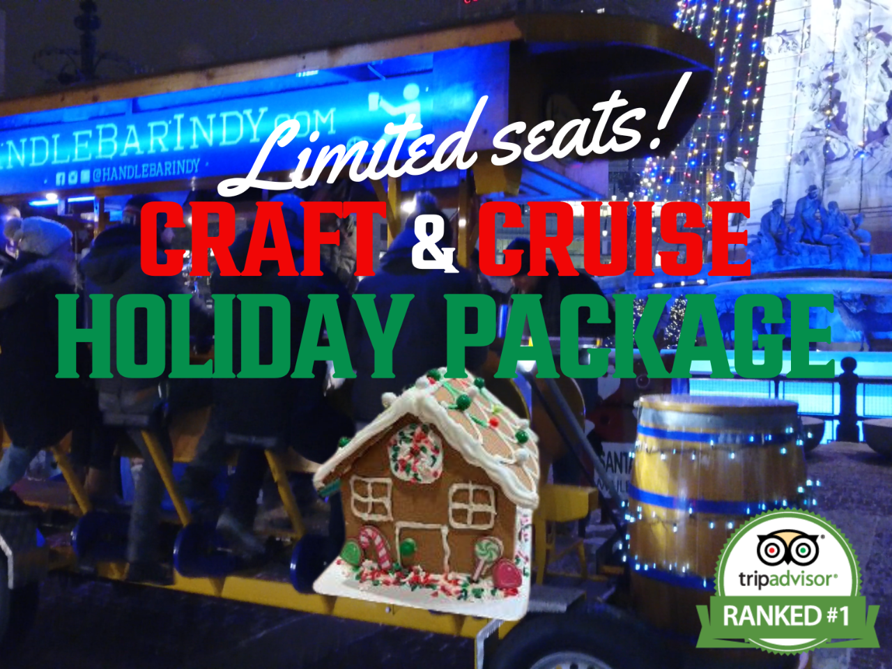 Gingerbread House Crafting w. Holiday Lights Tour Package (Cocktail Included!)
