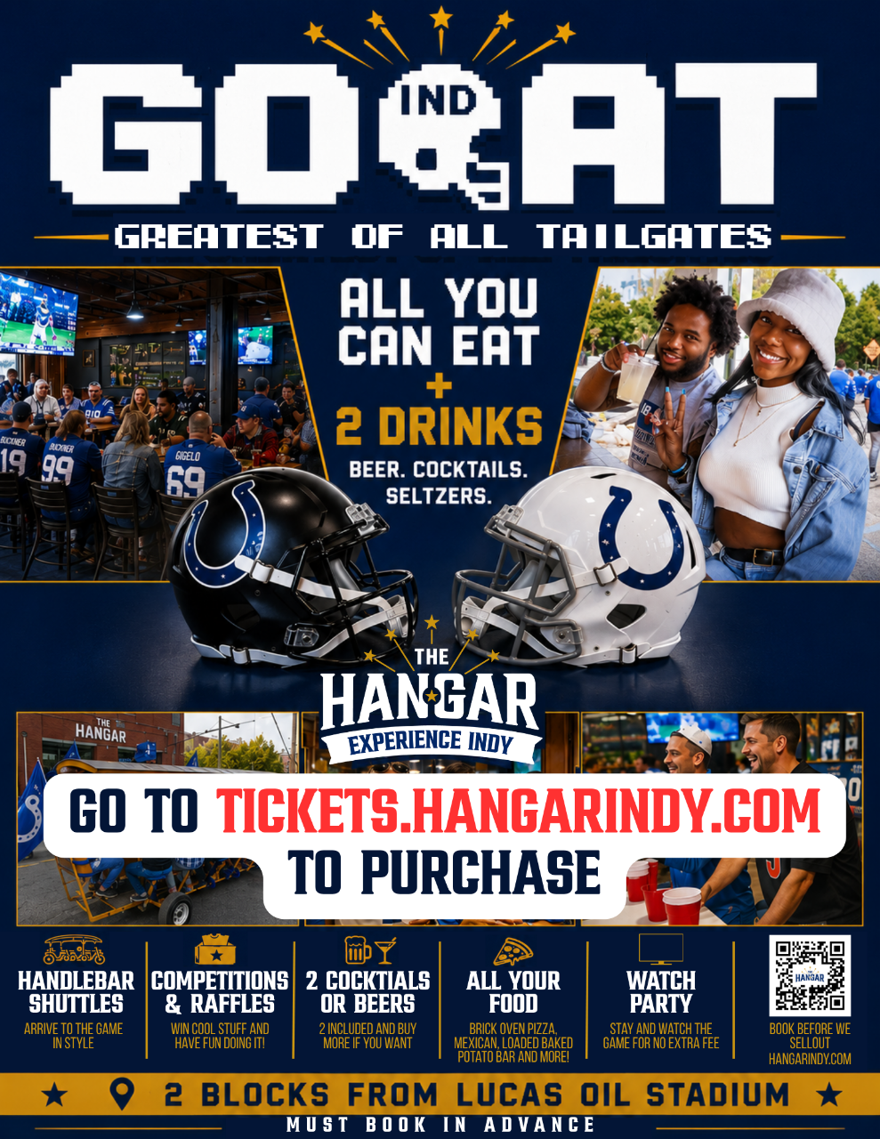 GO TO Tickets.HangarIndy.com to Purchase Tickets - Colts Game Day Tailgate & Watch Party (clickable link inside)