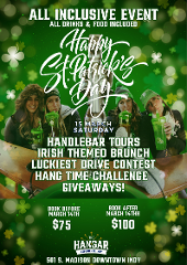 St. Patrick's Day Party at The Hangar (All Inclusive Food, Drink, HandleBar Tours & More)