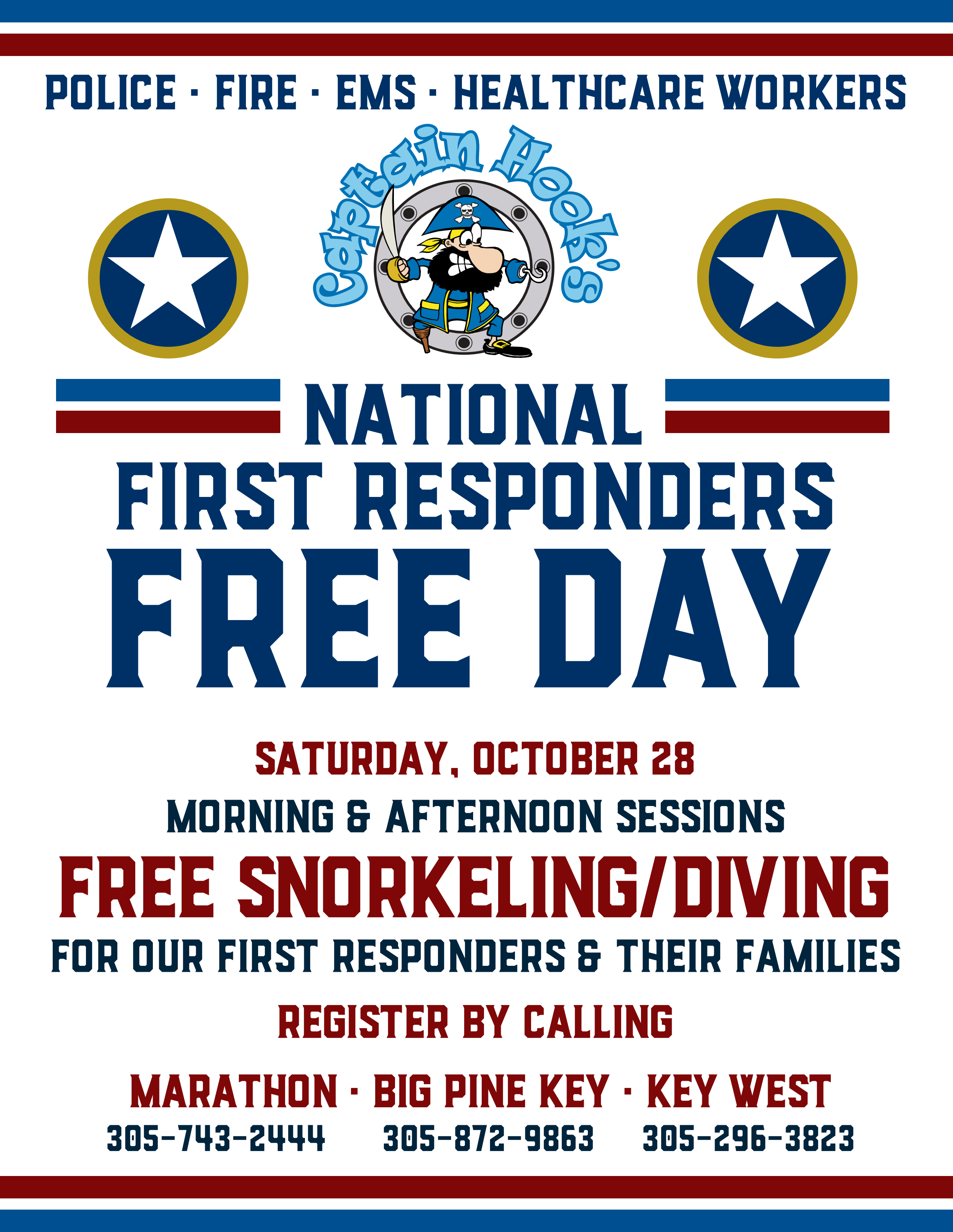 First Responders Free Day Dive Trip Marathon Captain Hook's