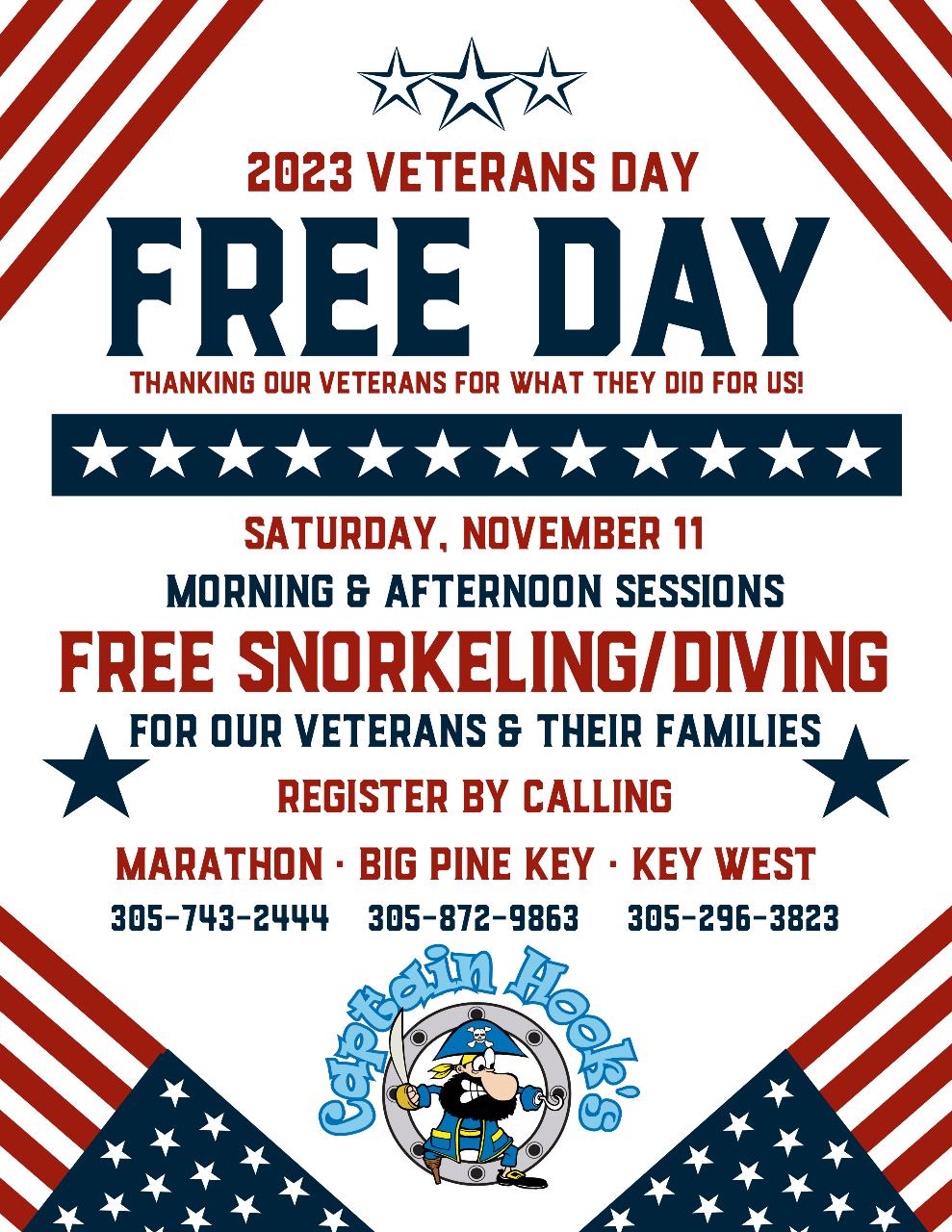 Veterans Day Free Day Snorkel Trip - Marathon