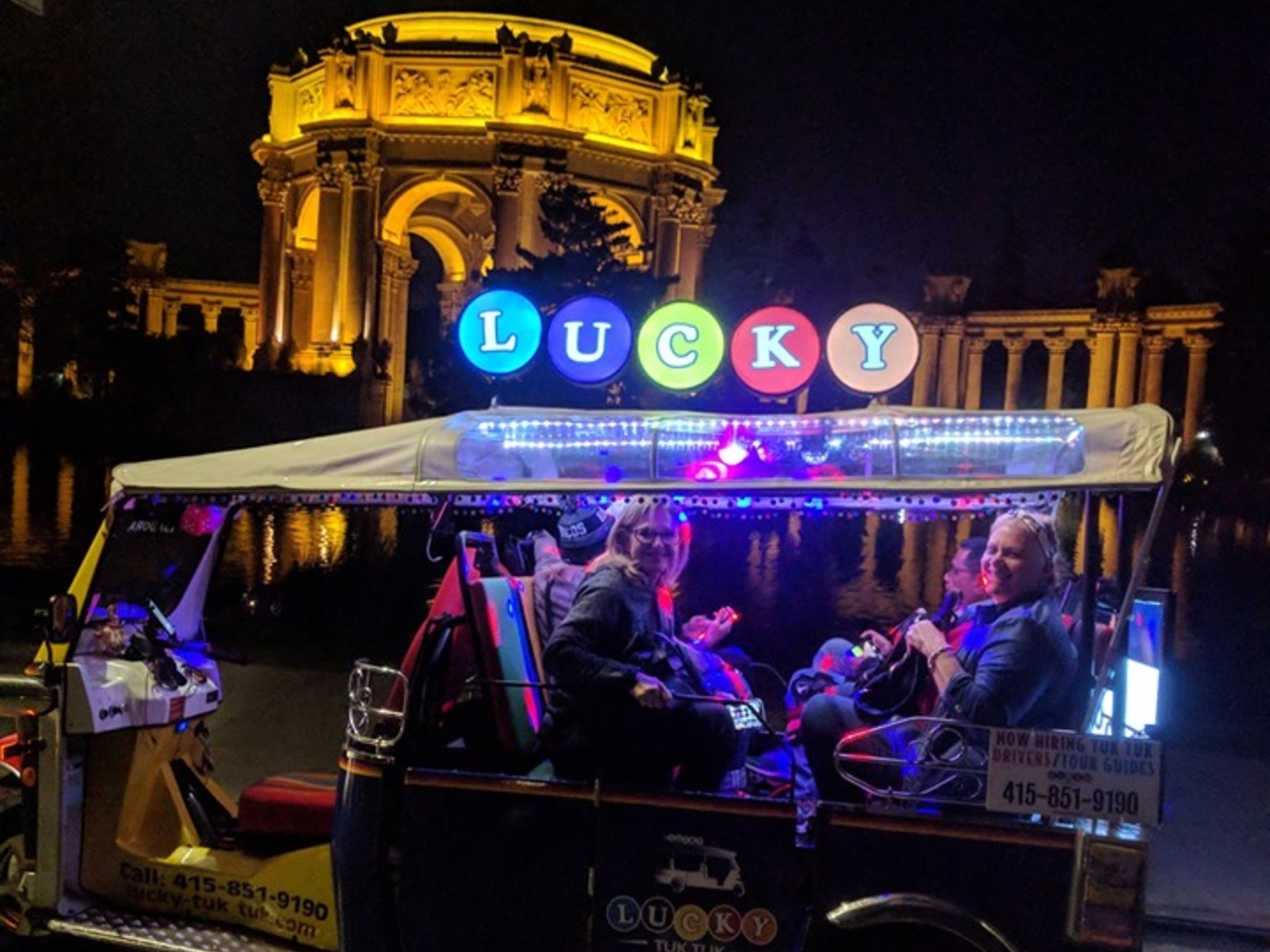Lucky Tuk Tuk at Night - San Francisco Lights Tour