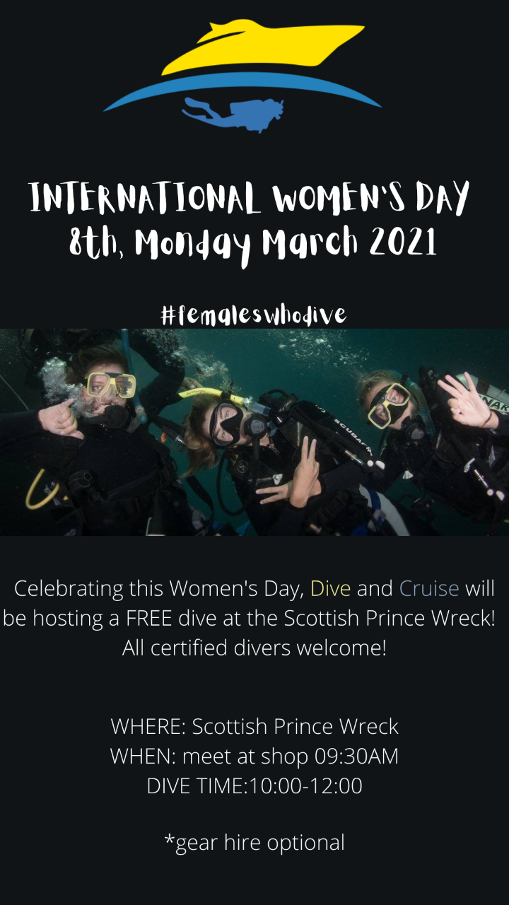 FREE Scottish Prince Wreck Dive, INTERNATIONAL WOMEN'S DAY