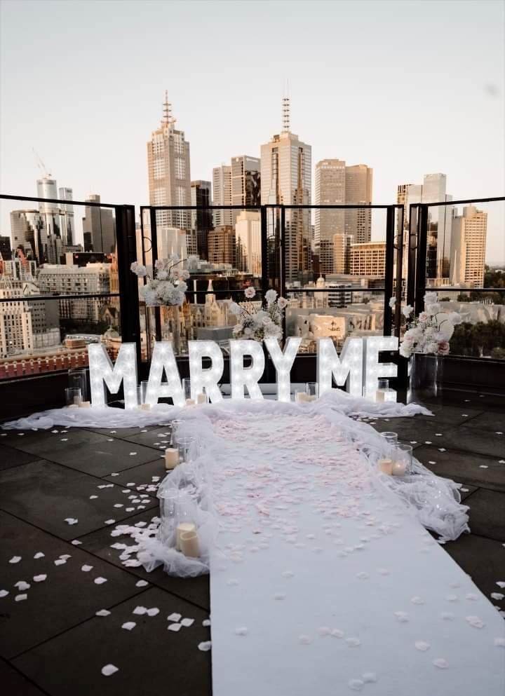 60cm Light Up MARRY ME letters for HIRE