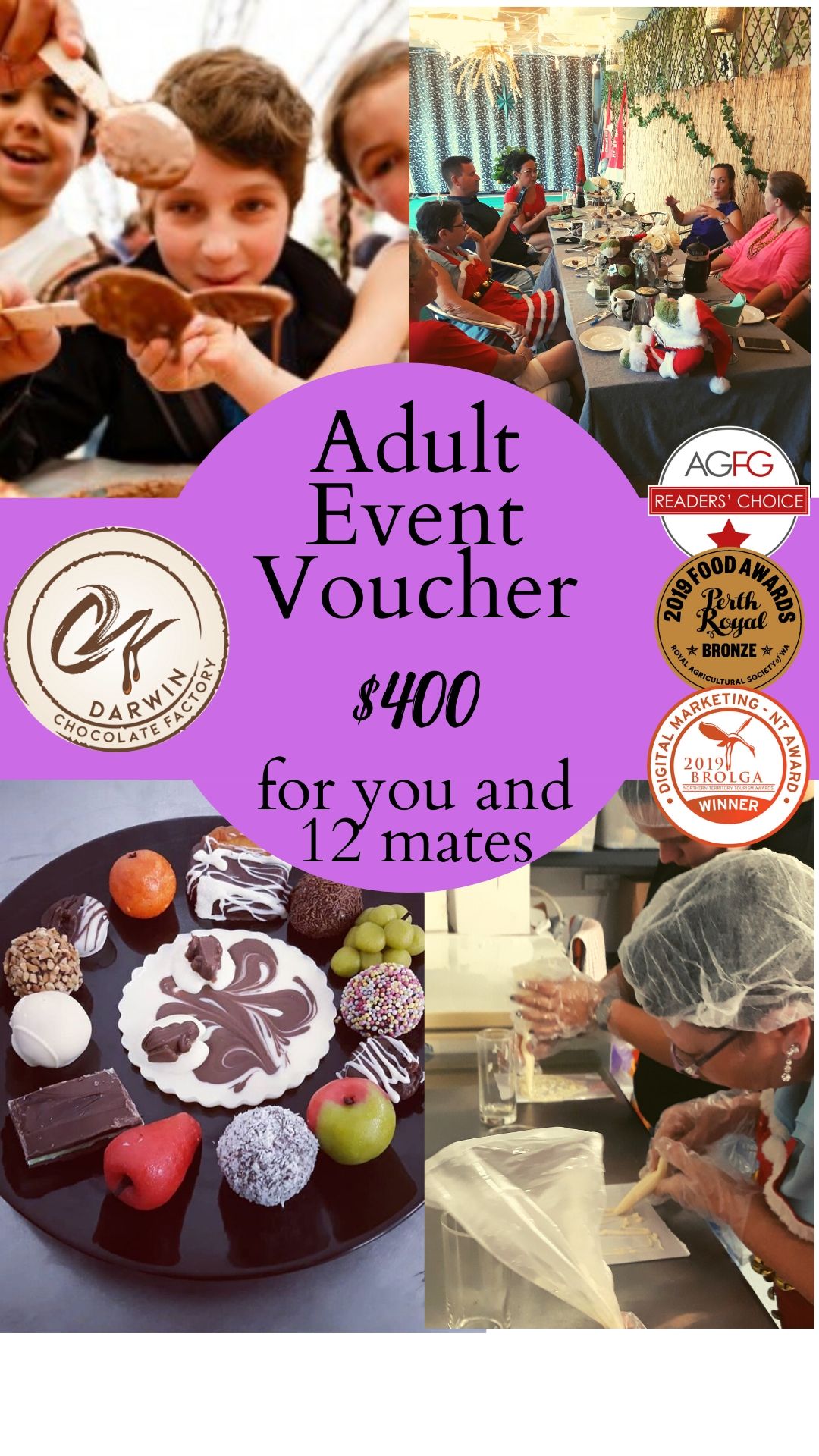 Adult Chocoholic Group Tour (for 13 people) Voucher Darwin Chocolate