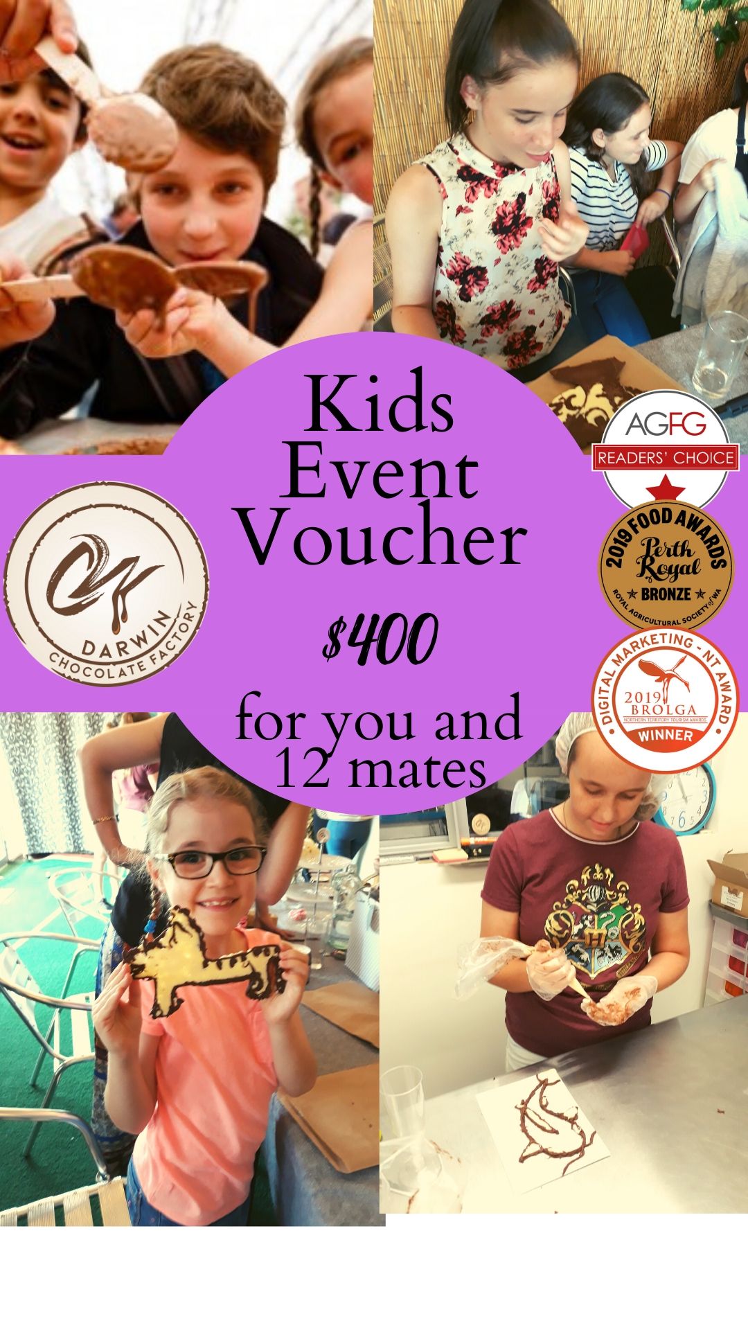 Kids Chocoholic Group Tour (for 13 people) Voucher Darwin Chocolate