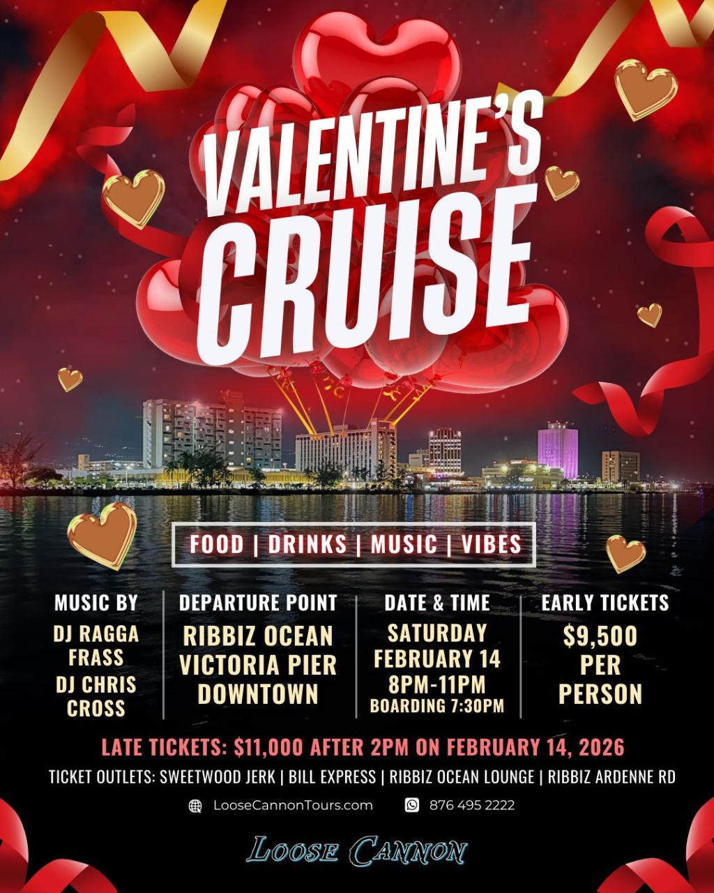 Valentine's Evening Cruise on Loose Cannon - LATE TICKET