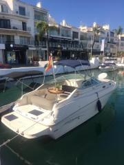 2 hours private rental with skipper, motor boat 8 m. long "SUNSET" (Monterey 242 cruiser)