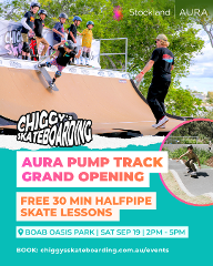 FREE Aura Pump Track Grand Opening - Halfpipe Skate Lessons