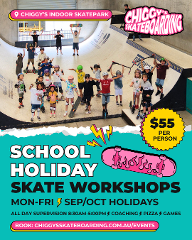 School Holiday Skate Workshops at Chiggy's Indoor Skatepark
