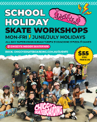 School Holiday Skate Workshops at Chiggy's Indoor Skatepark