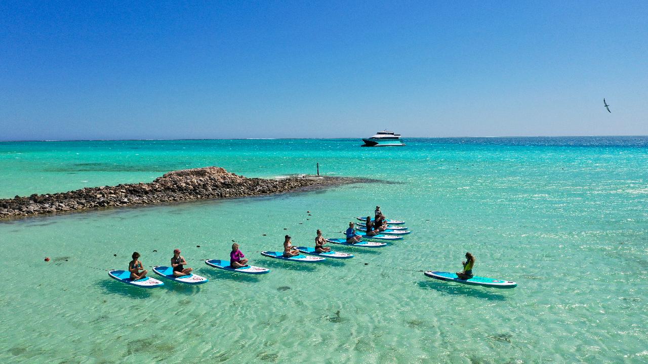 SUP Yoga at the Abrolhos Islands with Geraldton Paddle & Yoga