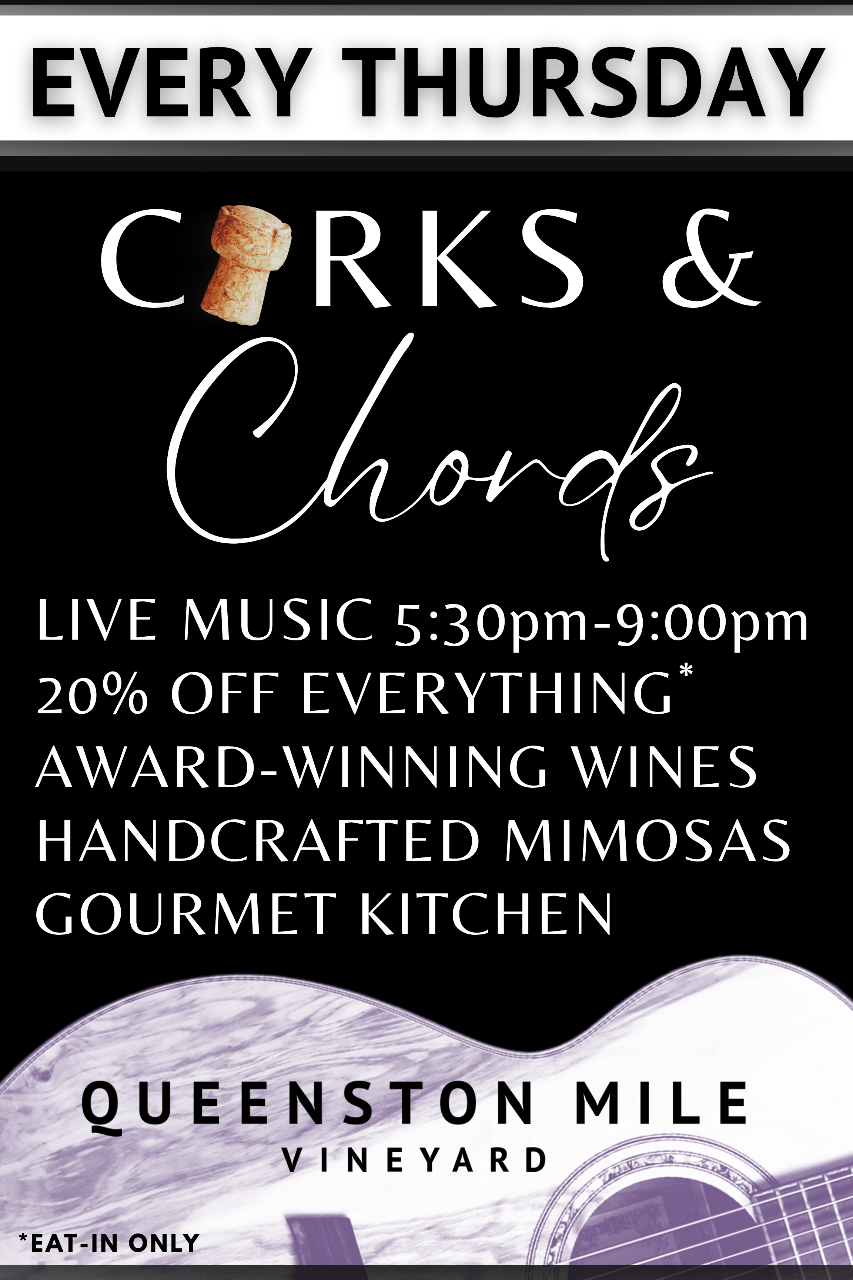 CORKS & CHORDS THURSDAYS - 20% OFF