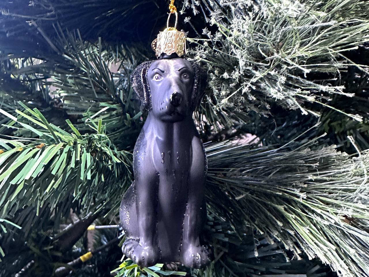 Glass Christmas Baubles - Black Labrador