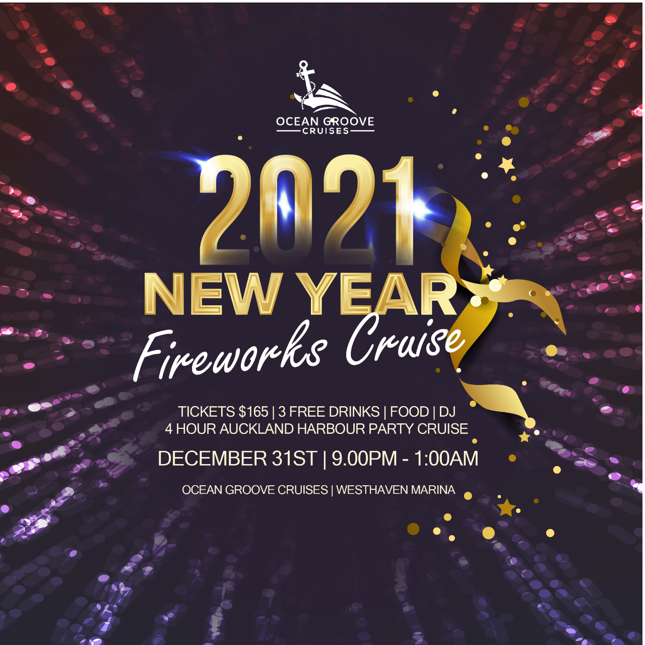 New Years Eve Fireworks Cruise Ocean Groove Cruises Reservations