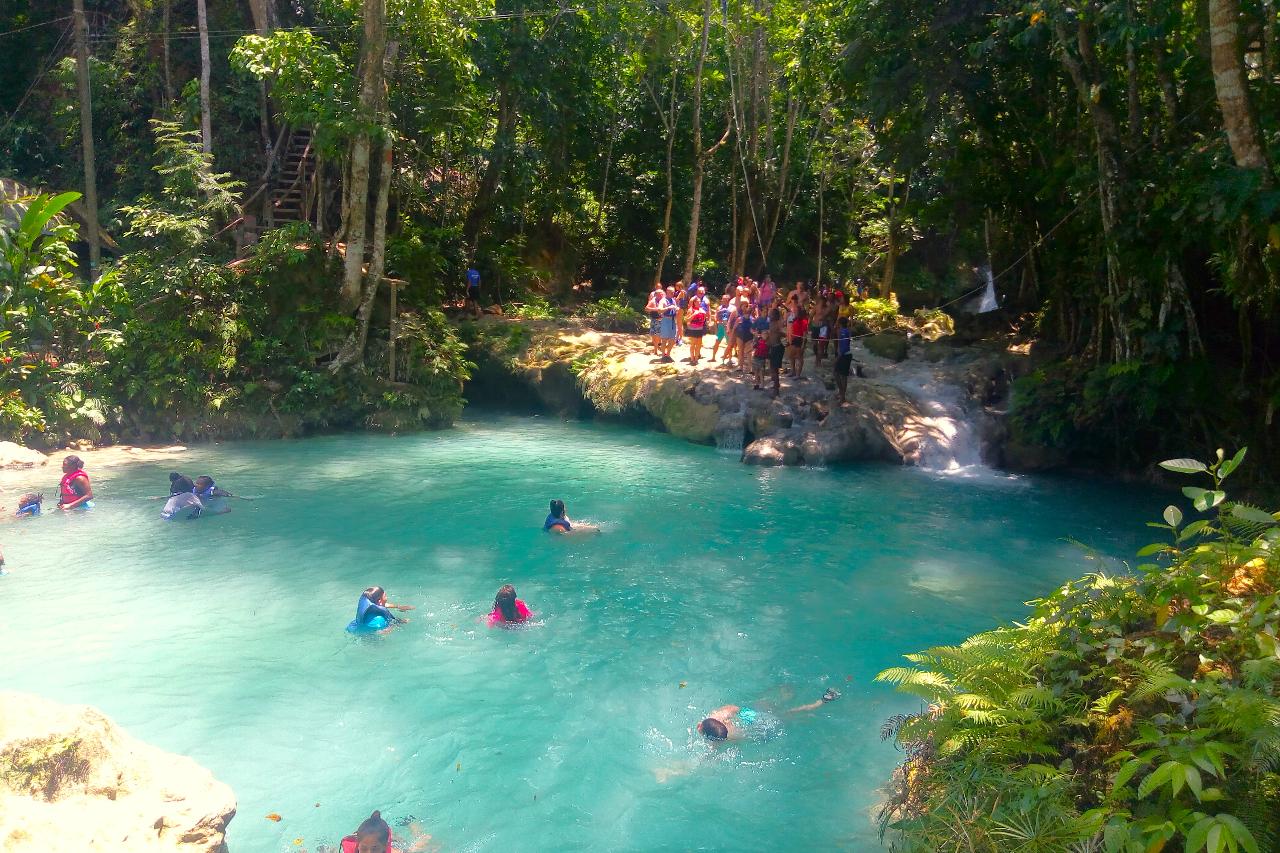 Irie Blue Hole & Horseback Ride n Swim Adventure Tour from Montego Bay