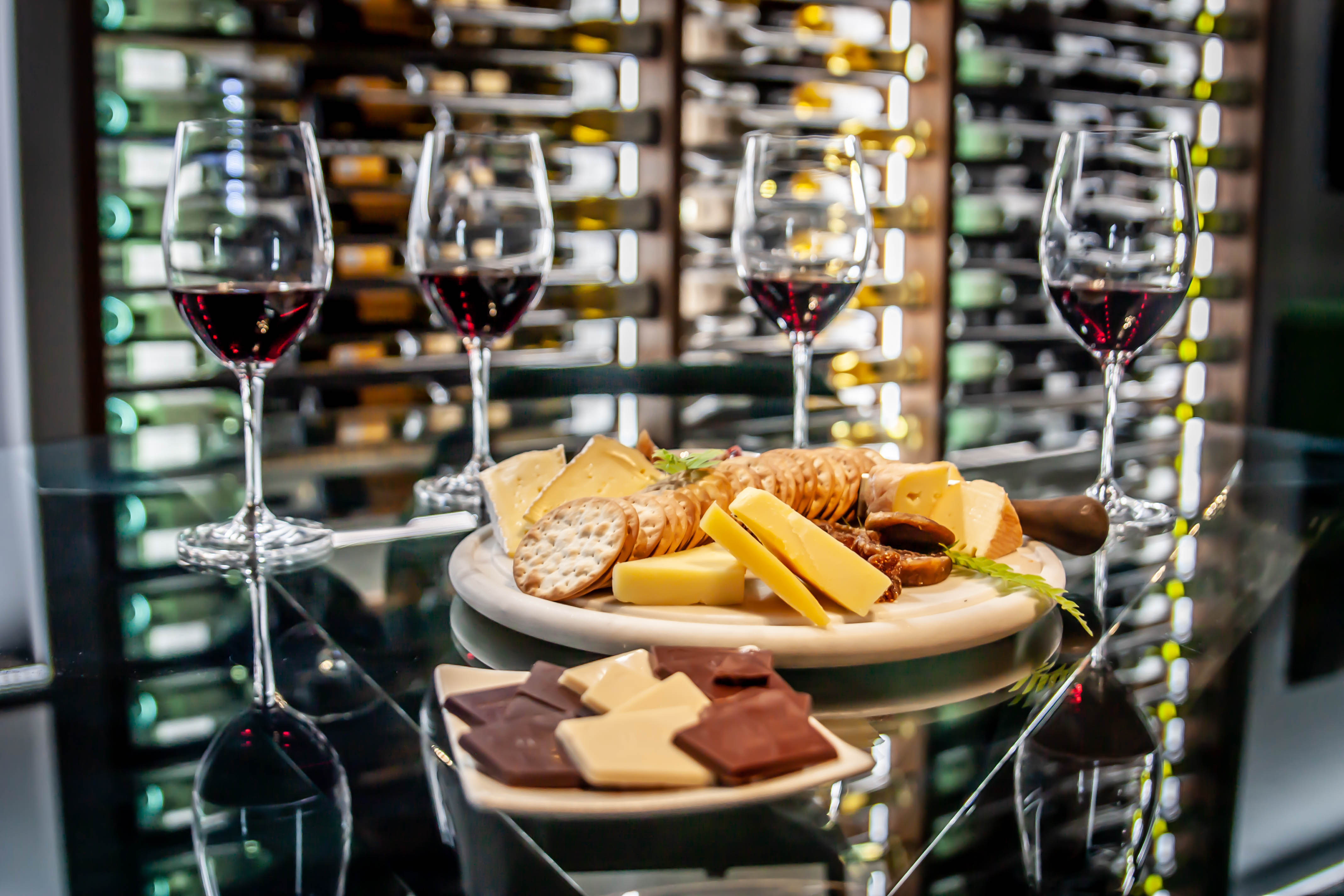Wine, Cheese & Chocolate Tasting with Personalised Etched Philosophy as a Take Home Gift