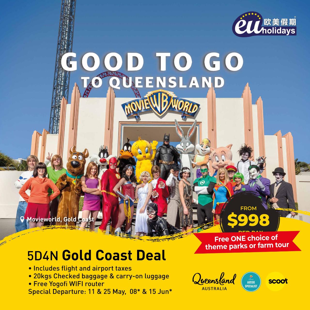 5D4N Gold Coast Deal by Scoot All Inclusive Package (Special Dep)