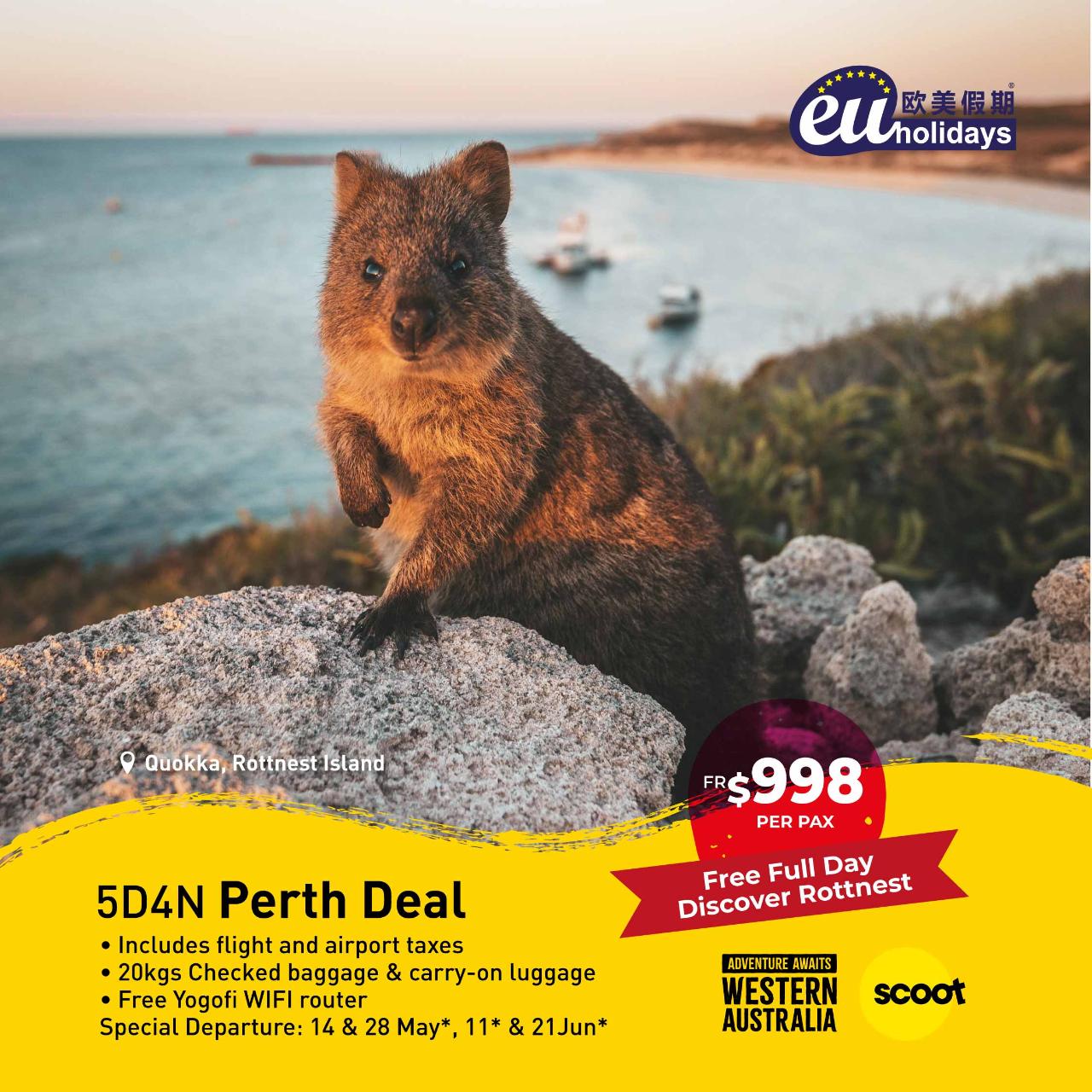 5D4N Perth Deal by Scoot All Inclusive Package (Special Dep)