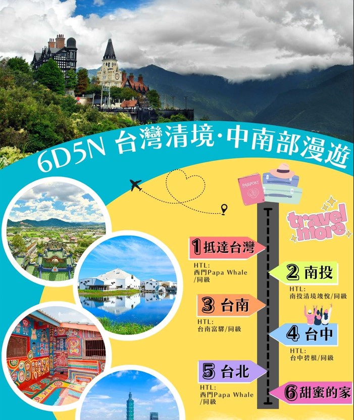 6D5N Taiwan Mid Southern + Qingjing Mini Private Tour 