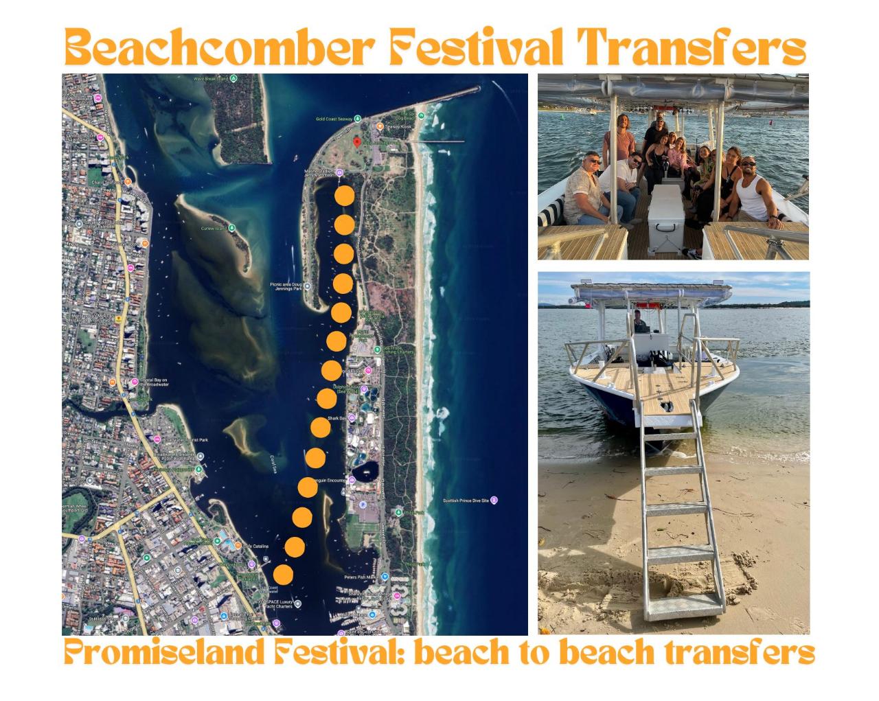 Promiseland Festival SHARED Boat ONE WAY - Boat Transfer from Broadwater Parklands - up to 12 passengers per Boat Transfer.