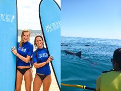 Ultimate Combo: Dolphin View Kayak Tour + Surf Lesson 4wd Beach Adventure Rainbow Beach