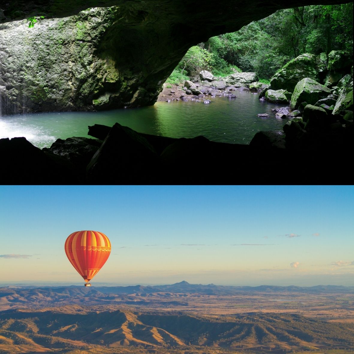 Natural Bridge Springbrook tour + Hot Air Balloon - Save $50 includes champagne breakfast and FREE photo pack 